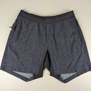Lululemon The Short 7" Shorts Linerless Men's XL Gray Blue Geometric Athletic